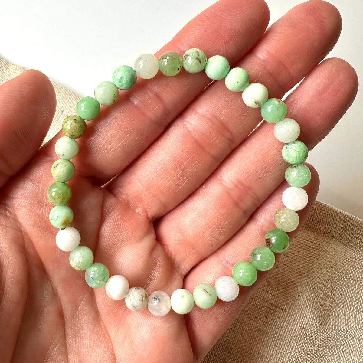 Chrysopras armbånd 6mm