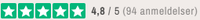 Trustpilot 4,8 / 5 (94 anmeldelser)